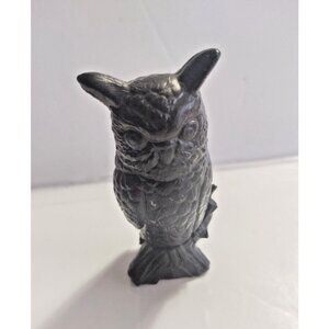 Vintage Carved Maritime Coal Owl Sculpture 3 1/2" tall Folk Art